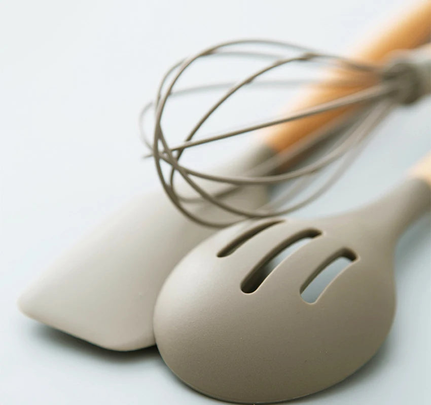 Silicone Utensils Wooden Handle